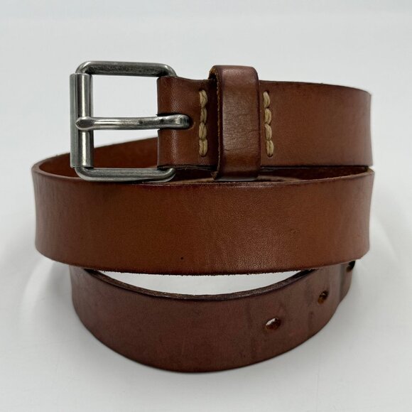 J. Crew Genuine Leather Belt Men's Size 36 Brown Classic Dress Work Well-Loved - Picture 1 of 11